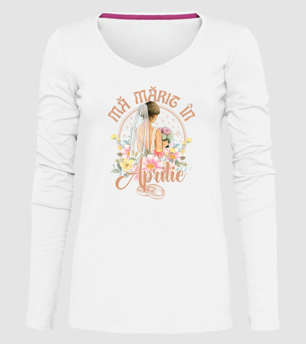mă mărit - în aprilie model alb pe tricou