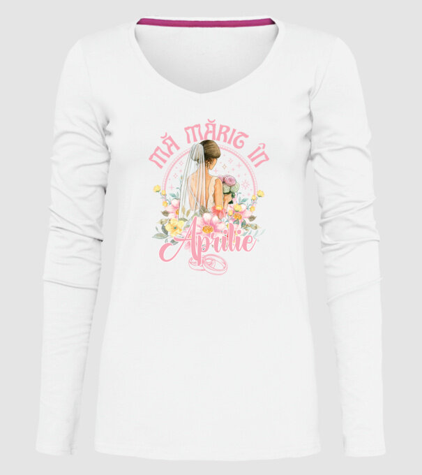 mă mărit - în aprilie model alb pe tricou
