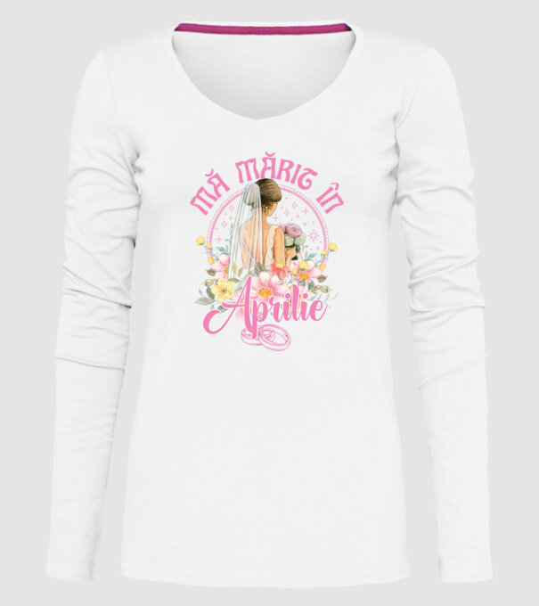 mă mărit - în aprilie model alb pe tricou
