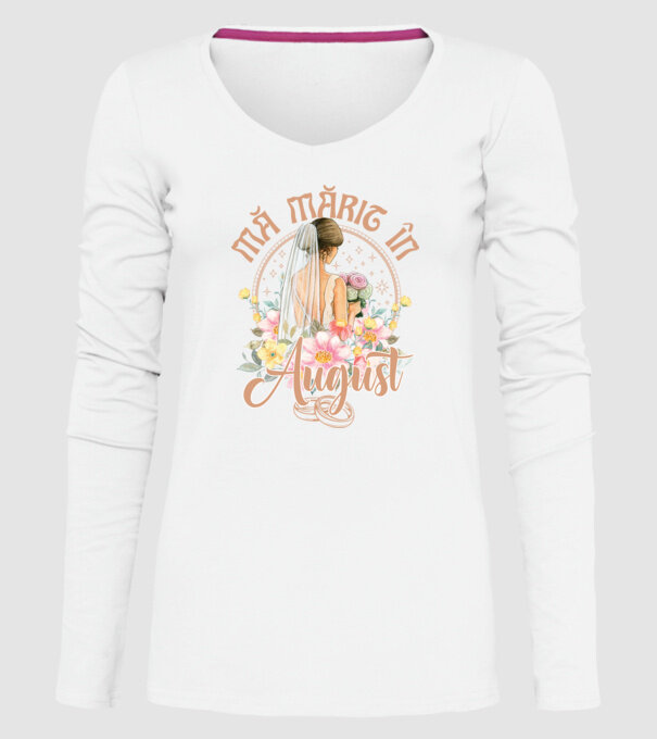 mă mărit - în august model alb pe tricou