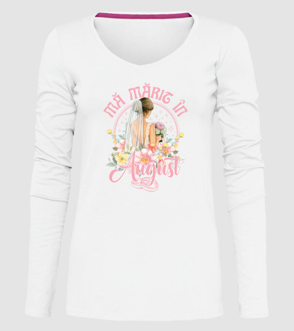 mă mărit - în august model alb pe tricou