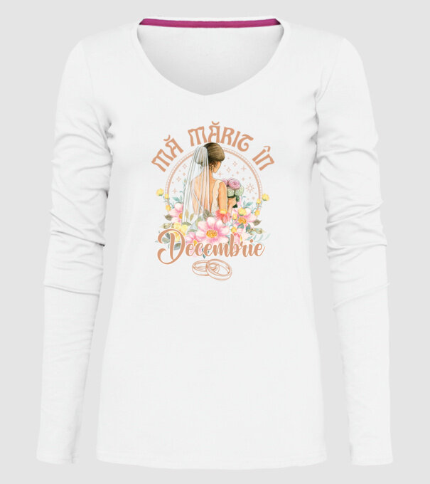 mă mărit - în decembrie model alb pe tricou
