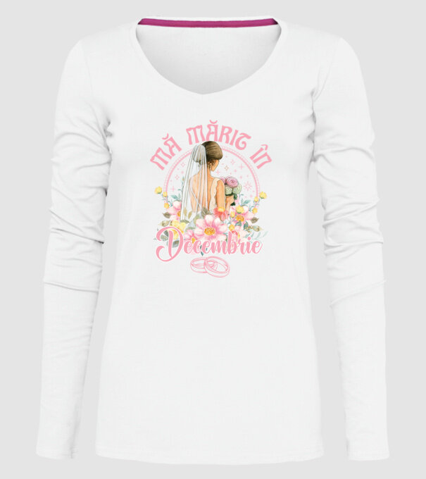 mă mărit - în decembrie model alb pe tricou