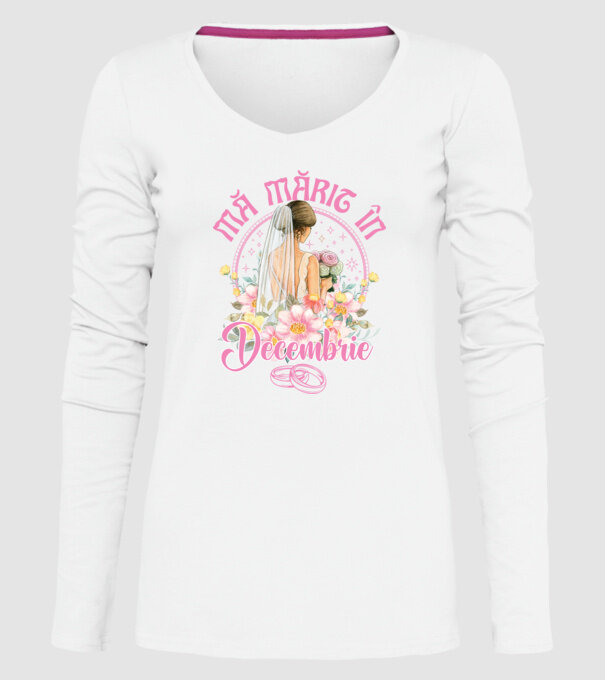 mă mărit - în decembrie model alb pe tricou