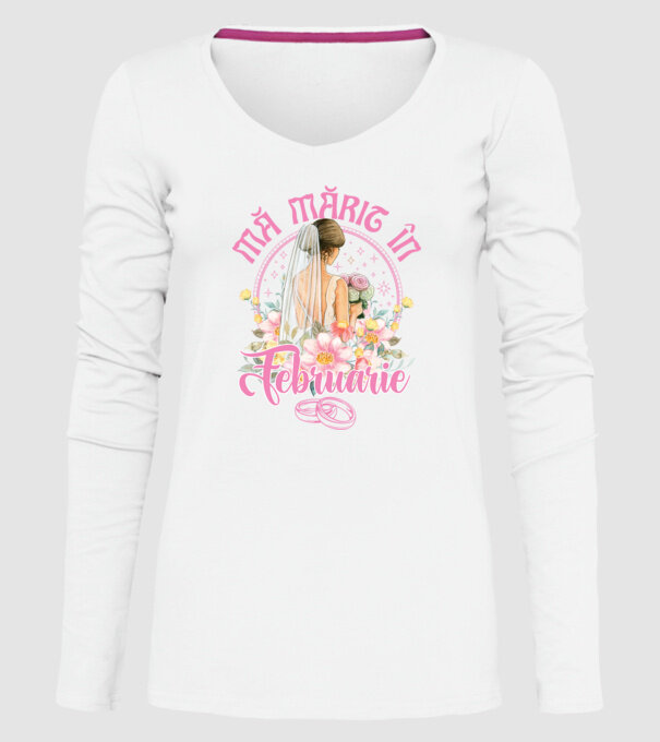 mă mărit - în februarie model alb pe tricou