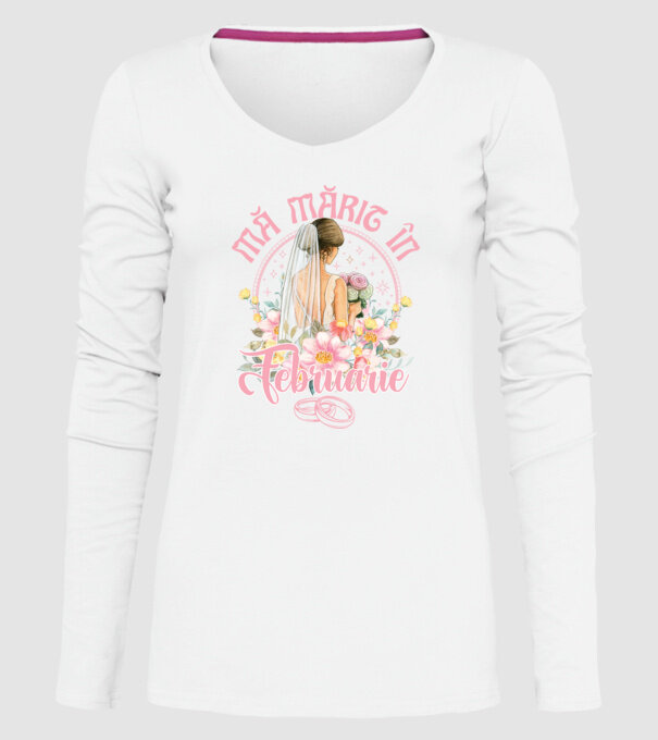 mă mărit - în februarie model alb pe tricou