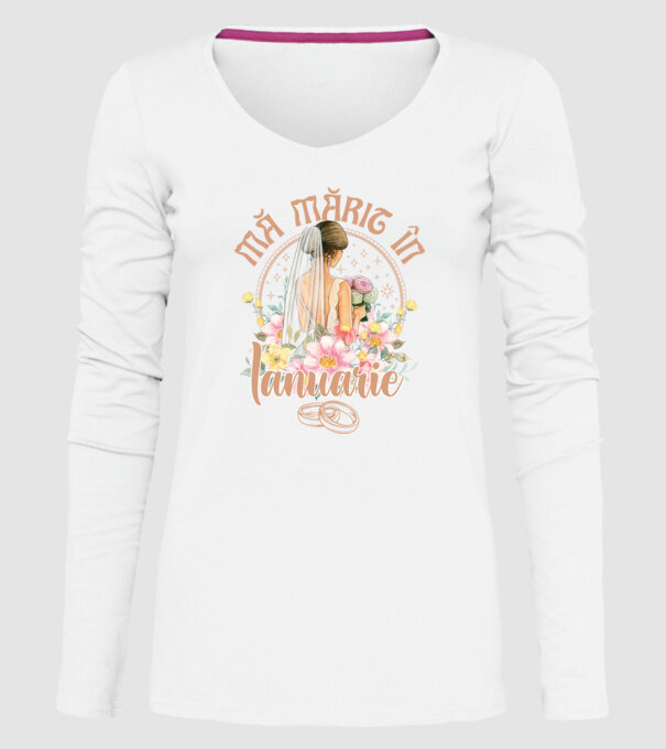 mă mărit - în ianuarie model alb pe tricou