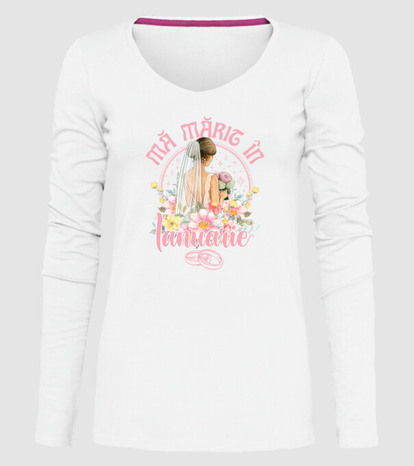 mă mărit - în ianuarie model alb pe tricou