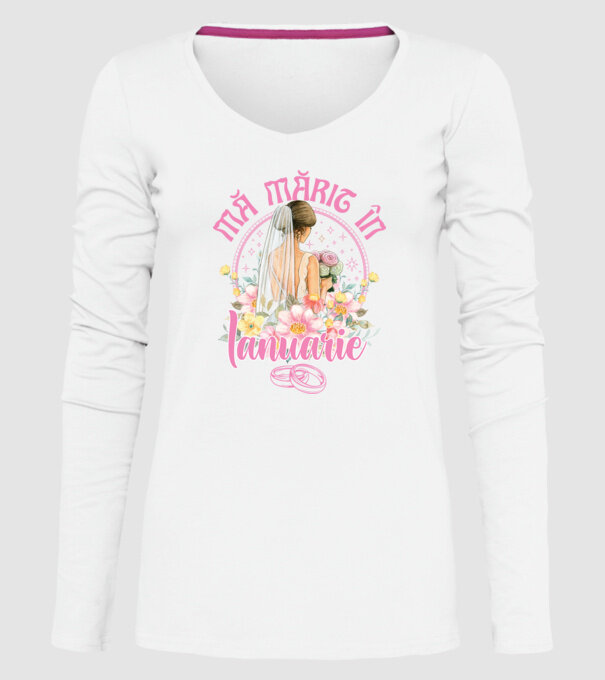 mă mărit - în ianuarie model alb pe tricou