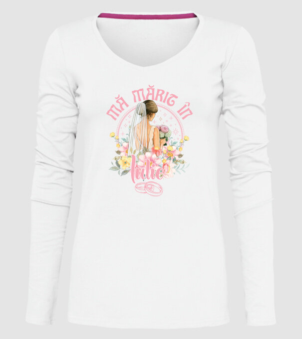 mă mărit - în iulie model alb pe tricou