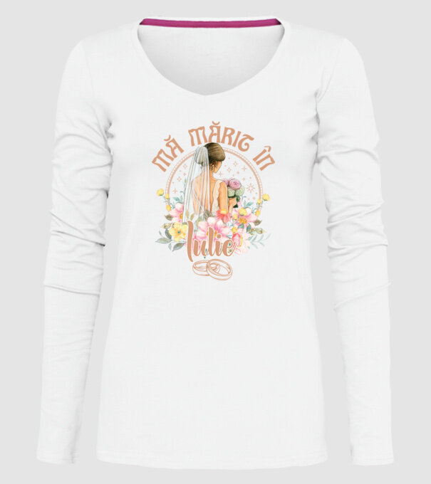 mă mărit - în iulie model alb pe tricou