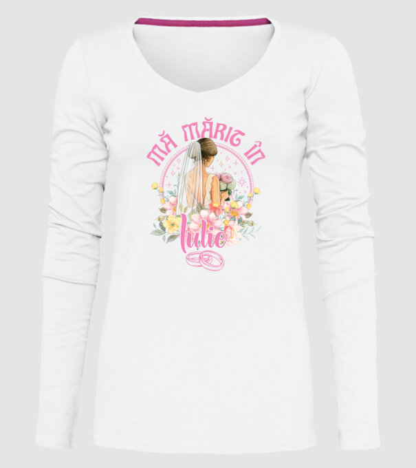 mă mărit - în iulie model alb pe tricou