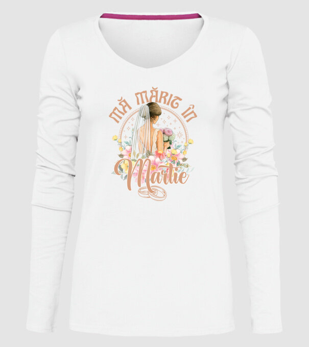 mă mărit - în martie model alb pe tricou