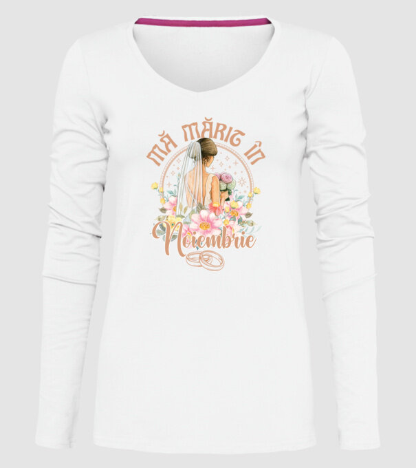 mă mărit - în noiembrie model alb pe tricou
