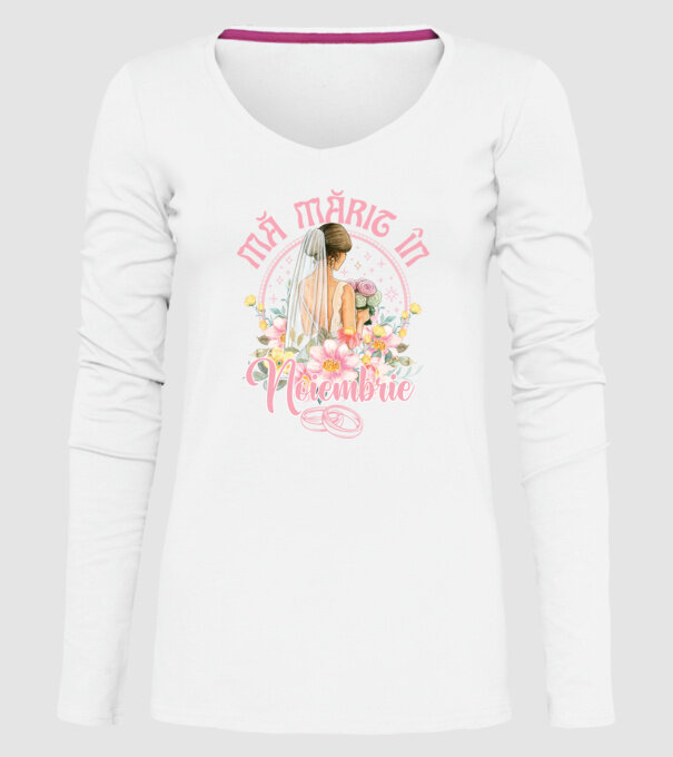 mă mărit - în noiembrie model alb pe tricou