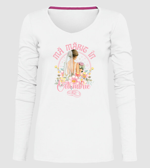 mă mărit - în octombrie model alb pe tricou