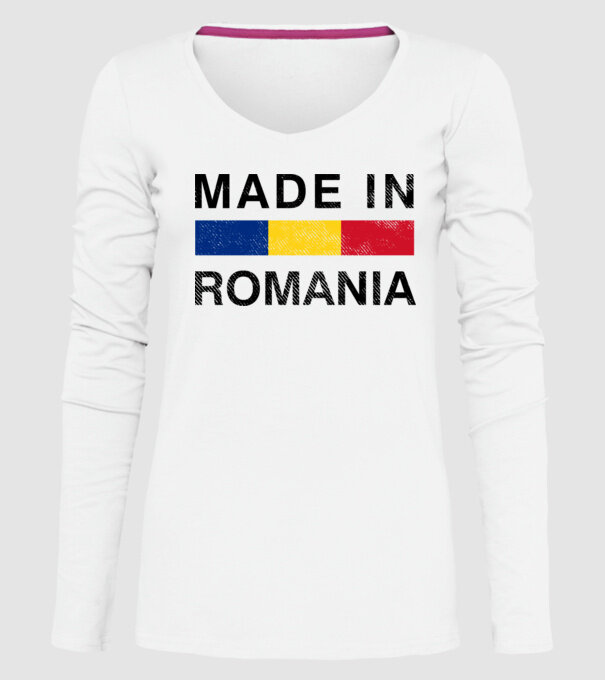 made in romania model alb pe tricou