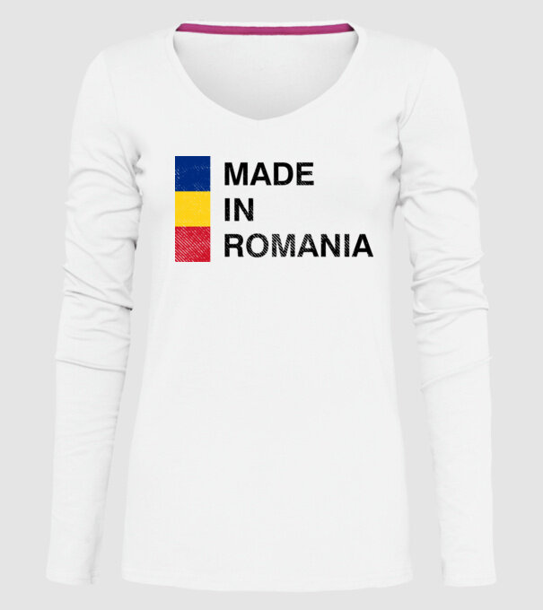 made in romania model alb pe tricou