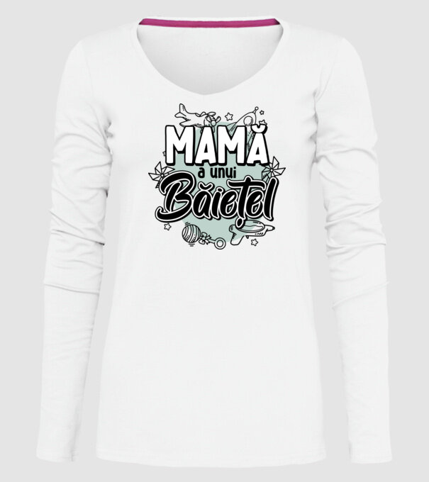 Mamă a unui băiețel model alb pe tricou