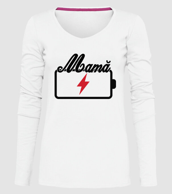 Mamă la încărcat model alb pe tricou