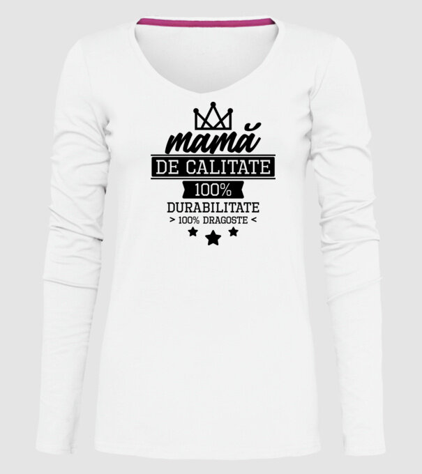 mamă de calitate, 100% durabilitate 100% dragoste model alb pe tricou