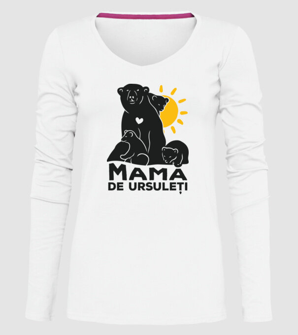 Mamă de ursuleți model alb pe tricou