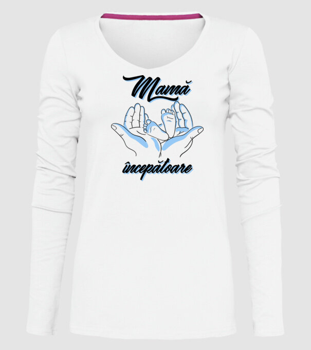 Mamă începătoare model alb pe tricou