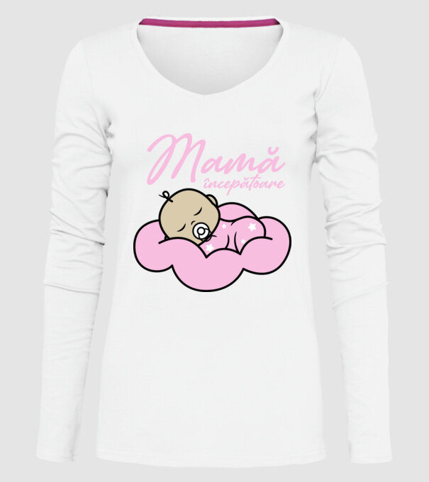 Mamă începătoare model alb pe tricou