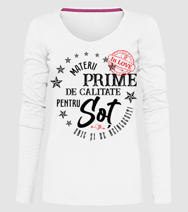 Materii prime de calitate pentru soț model alb pe tricou