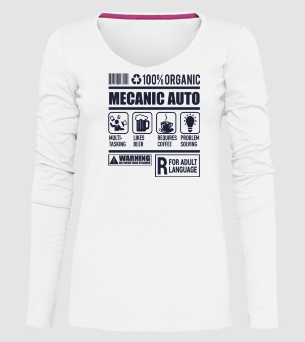 MECANIC AUTO model alb pe tricou