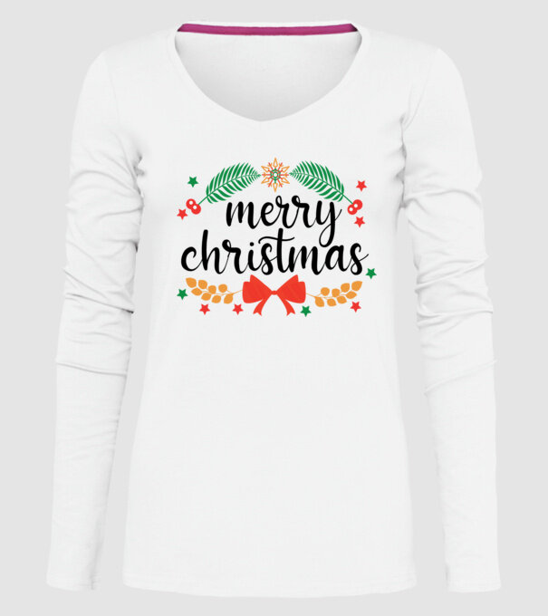 Merry christmas model alb pe tricou