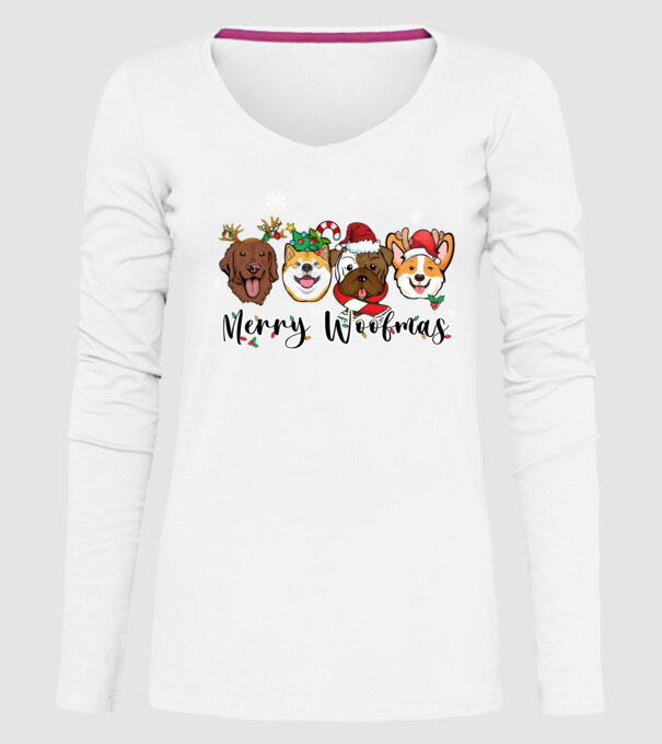 Merry woofmas 2 model alb pe tricou