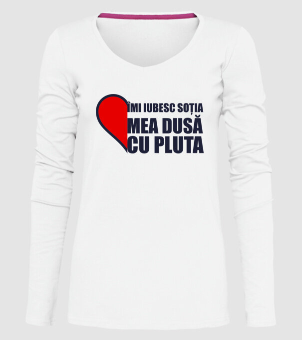îmi iubesc soția mea dusă cu pluta model alb pe tricou