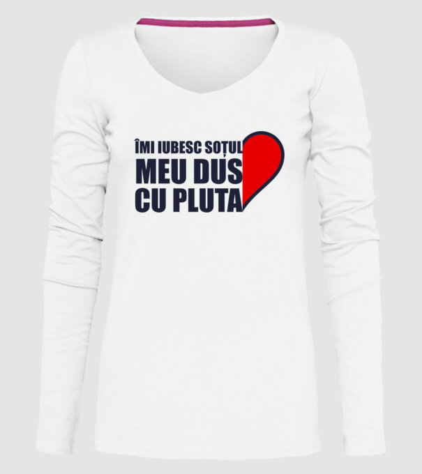 Îmi iubesc soțul meu dus cu pluta model alb pe tricou