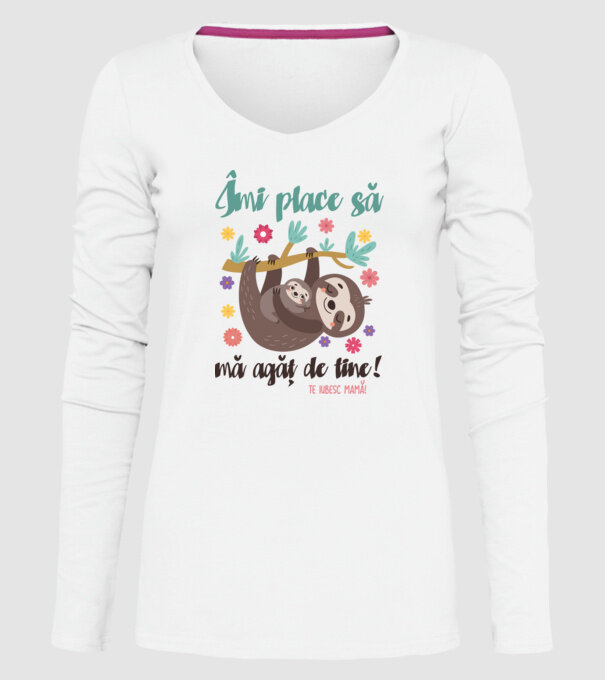 Îmi place că te agăți de mine! model alb pe tricou