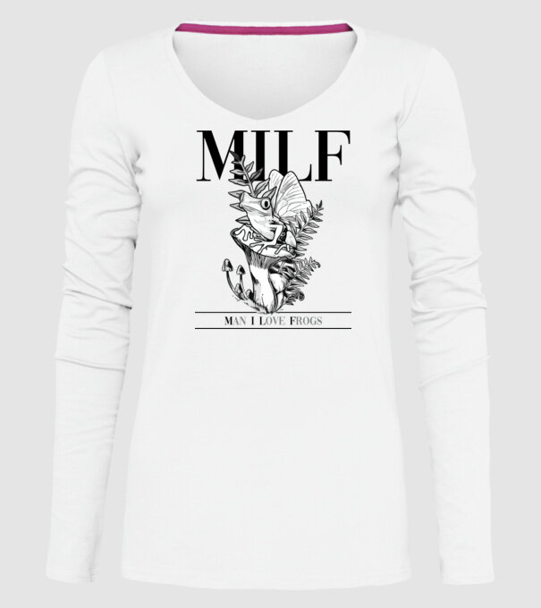 MILF man i love frogs model alb pe tricou