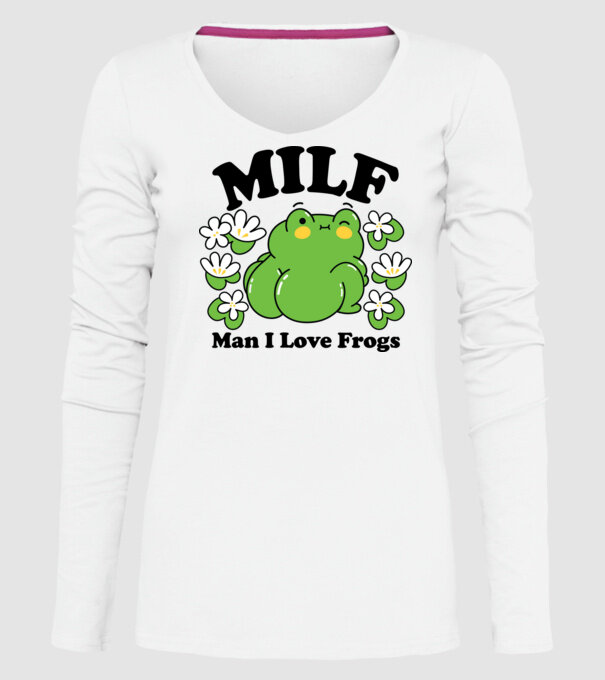 MILF man i love frogs model alb pe tricou
