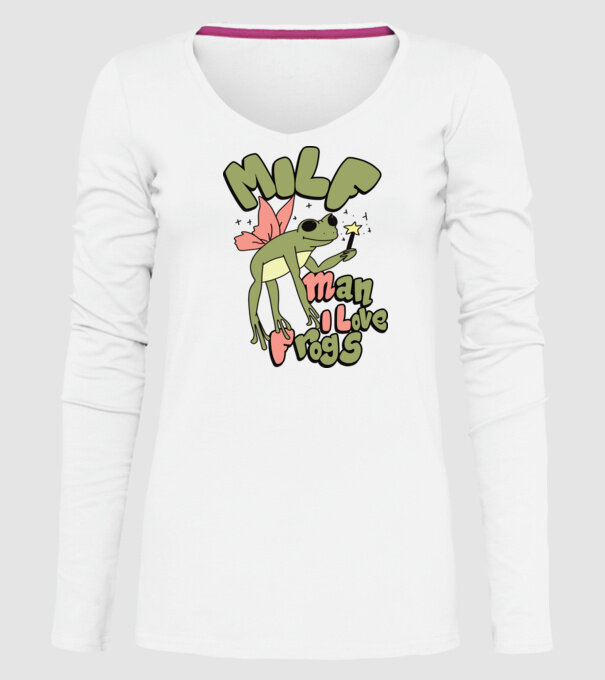 MILF man i love frogs model alb pe tricou