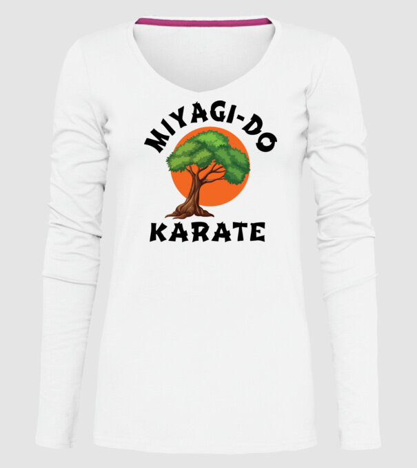 Miyagi-do karate logo model alb pe tricou