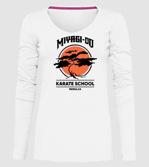 Miyagi-do karate school model alb pe tricou