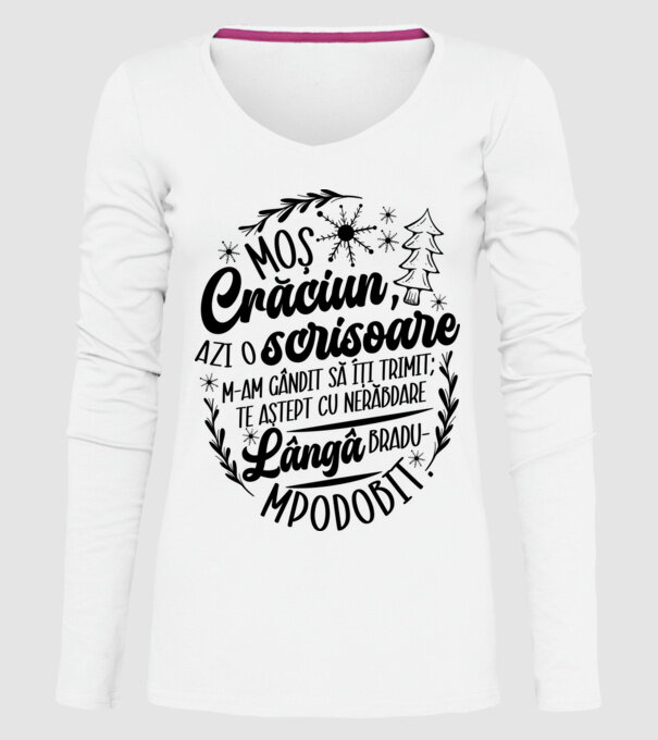 Moş Crăciun model alb pe tricou