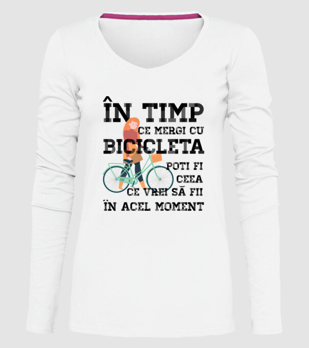 în timp ce mergi cu bicicleta poți fi ceea ce vrei să fii - în acel moment model alb pe tricou