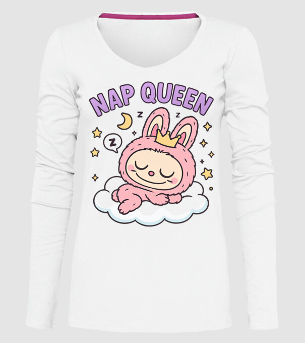 Nap Queen model alb pe tricou