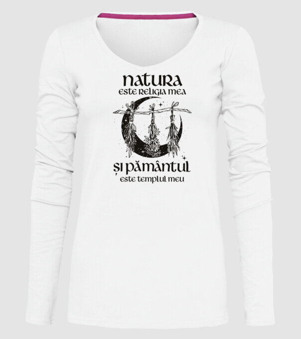 Natura este religia mea model alb pe tricou