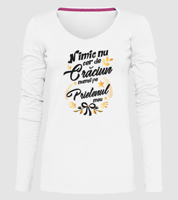 nimic nu cer de Crăciun, numai pe prietenul meu model alb pe tricou