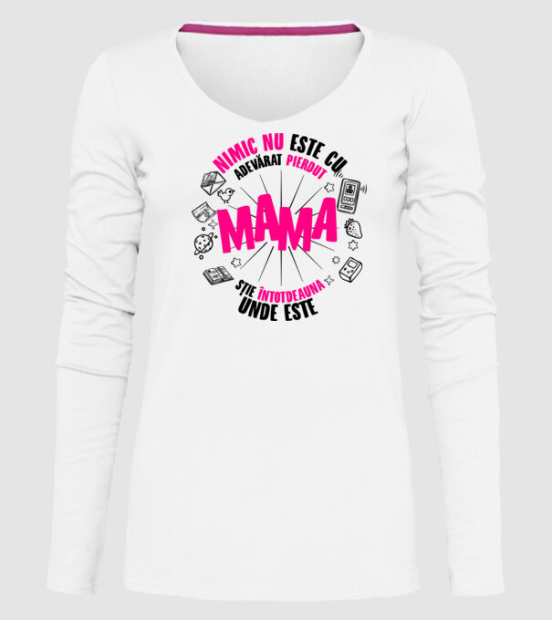 nimic nu este cu adevărat pierdut, mama știe întotdeauna unde este model alb pe tricou