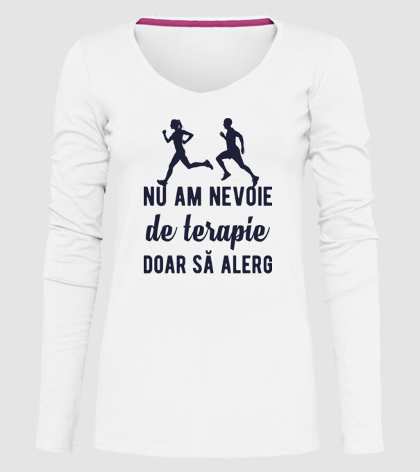 nu am nevoie de terapie, doar să alerg model alb pe tricou