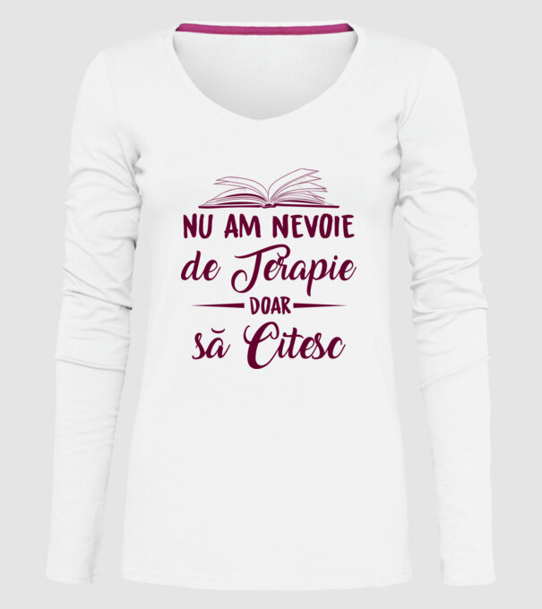 nu am nevoie de terapie, doar să citesc model alb pe tricou
