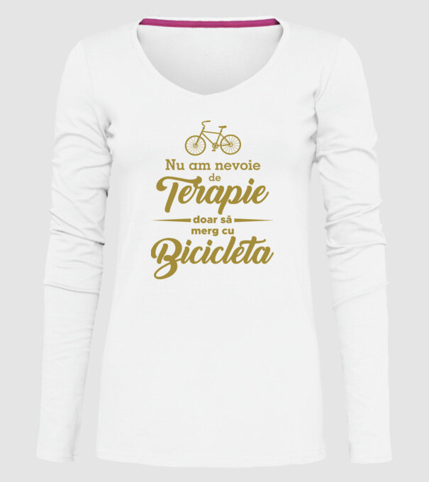 nu am nevoie de terapie, doar să merg cu bicicleta model alb pe tricou