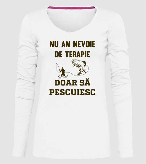 Nu am nevoie de terapie, doar să pescuiesc model alb pe tricou
